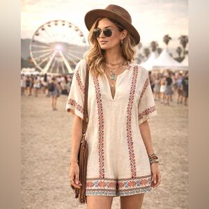 Anthropologie X Corey Lynn Calter Embroidered Romper | Size XS Boho Festival
